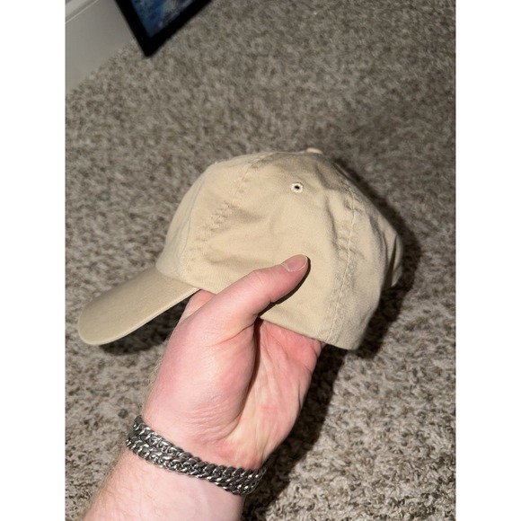 Vintage Polo Ralph Lauren Hat Cap Leather Strap Pony Logo Khaki One Size - Picture 6 of 6